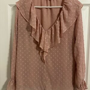 LOFT Blush Ruffle Blouse